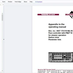 Cat Bucyrus Face controller with PMC-R for shearer operation Darkov mine Parameter lists Operating Manual - PDF DOWNLOAD