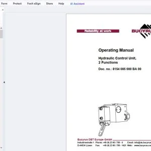 Cat Bucyrus Hydraulic Control Unit, 2 Functions Operating Manual - PDF DOWNLOAD