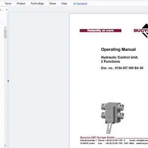 Cat Bucyrus Hydraulic Control Unit, 2 Functions Operating Manual - PDF DOWNLOAD