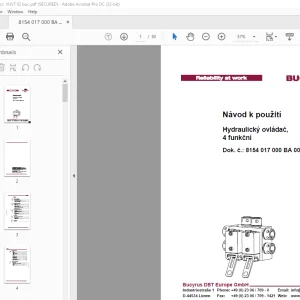 Cat Bucyrus Hydraulický ovládač 4 funkční Návod k použití 8154 017 000 BA 00 - PDF