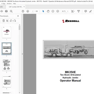 Cat Bucyrus MK35HE Two Boom Articulated Hydraulic Jumbo Operator Manual PDF