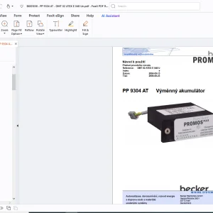 Cat Bucyrus Mincos Becker Promos Plus PP 9304 AT Výměnný akumulátor Návod k použití - PDF