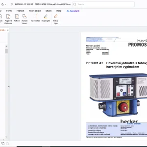 Cat Bucyrus Mincos Becker Promos Plus PP 9391 AT Hovorová jednotka s tahovým havarijním vypínačem Návod k použití - PDF