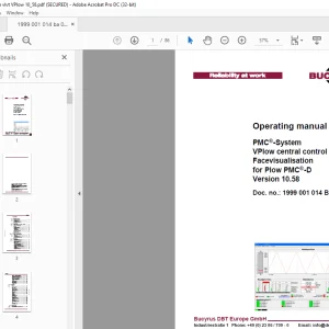Cat Bucyrus PMC-System VPlow central control Facevisualisation for Plow PMC-D Version 10.58 Operating Manual -