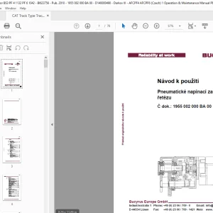 Cat Bucyrus Pneumatické napínací zařízení řetězu Návod k použití  - PDF DOWNLOAD (Czech)
