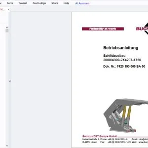 Cat Bucyrus Schildausbau 2000/4300-2X4207-1750 Betriebsanleitung - PDF DOWNLOAD