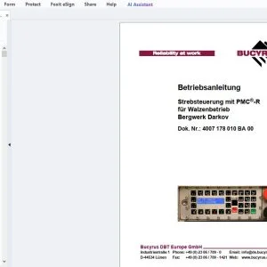 Cat Bucyrus Strebsteuerung mit PMC-R für Walzenbetrieb Bergwerk Darkov Betriebsanleitung - PDF DOWNLOAD