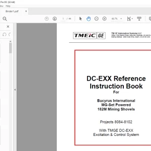 Cat Bucyrus TMEIC 182M Mining Shovel DC-EXX Reference Instruction Manual PDF