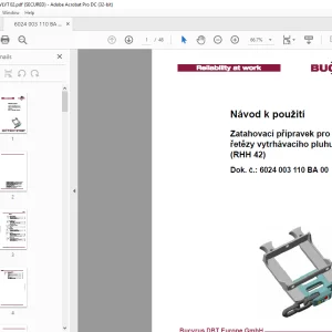 Cat Bucyrus Zatahovací přípravek pro řetězy vytrhávacího pluhu (RHH 42) Návod k použití