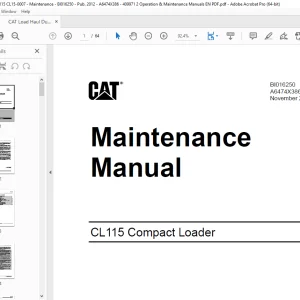 Cat CL115 Compact Loader Maintenance Manual BI016250 - PDF DOWNLOAD