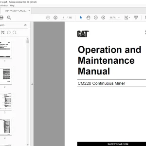 Cat CM220 Continuous Miner Operation and Maintenance Manual - PDF DOWNLOAD