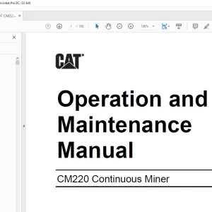Cat CM220 Continuous Miner Operation and Maintenance Manual A6474X307 - PDF