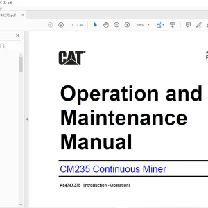 Cat CM235 Continuous Miner Operation and Maintenance Manual A6474X375 - PDF DOWNLOAD