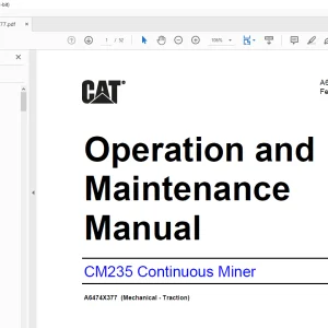Cat CM235 Continuous Miner Operation and Maintenance Manual A6474X377- PDF