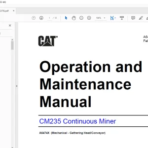 Cat CM235 Continuous Miner Operation and Maintenance Manual A6474X378 - PDF  DOWNLOAD