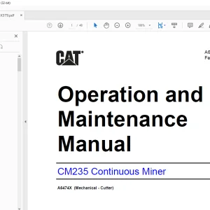 Cat CM235 Continuous Miner Operation and Maintenance Manual A6474X379 - PDF