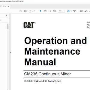 Cat CM235 Continuous Miner Operation and Maintenance Manual A6474X454 - PDF DOWNLOAD