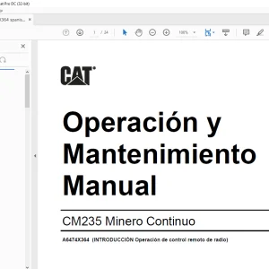 Cat CM235 Minero Continuo Operación y Mantenimiento Manual A6474X364 - PDF