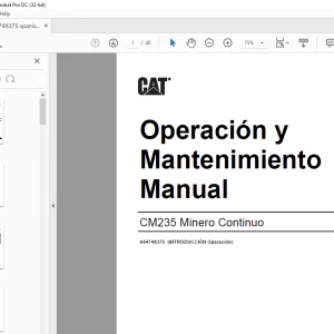 Cat CM235 Minero Continuo Operación y Mantenimiento Manual A6474X375 PDF