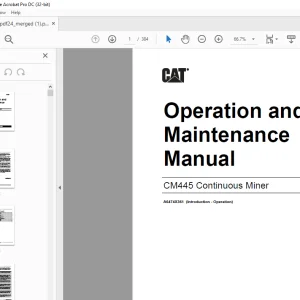 Cat CM445 Continuous Miner Operation and Maintenance Manual A6474X361 - PDF DOWNLOAD