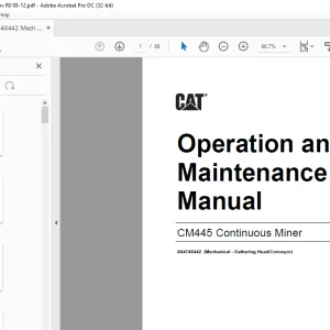 Cat CM445 Continuous Miner Operation and Maintenance Manual A6474X442 - PDF