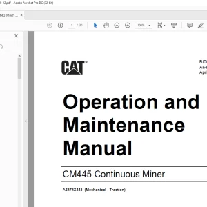 Cat CM445 Continuous Miner Operation and Maintenance Manual A6474X443 PDF