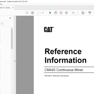 Cat CM445 Continuous Miner Reference Information Manual A6474X370 - PDF DOWNLOAD