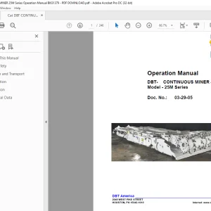 Cat DBT CONTINUOUS MINER 25M Series Operation Manual BI631379 - PDF DOWNLOAD