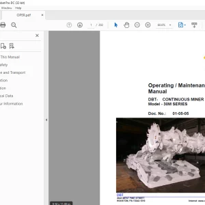 Cat DBT CONTINUOUS MINER 30M SERIES Operating / Maintenance Manual  - PDF DOWNLOAD