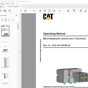 Cat Electrohydraulic control unit, 4 functions Operating Manual PDF