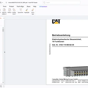 Cat Elektrohydraulische Steuereinheit,16 Funktionen Betriebsanleitung PDF