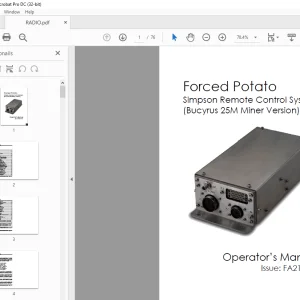 Cat Forced Potato Simpson Remote Control System (Bucyrus 25M Miner Version) Operator’s Manual FA2101.C