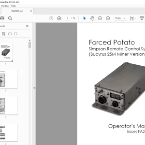 Cat Forced Potato Simpson Remote Control System (Bucyrus 25M Miner Version) Operator’s Manual