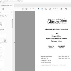Cat Gluckauf DBT Bergwerk Lacy Hydraulicke prisouvaci zarizeni Pomocny pohon Podklady k nahradn1m dflum Manual