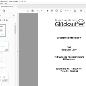 Cat Gluckauf Rückeinrichtung DBT Bergwerk Lacy Hydraulische Ruckeinrichtung Hilfsantrieb Ersatzteilunterlagen
