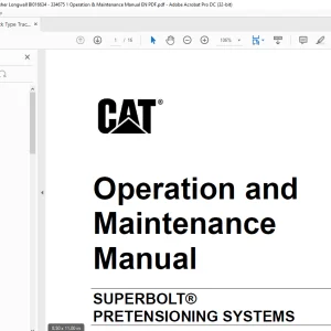 Cat SUPERBOLT® PRETENSIONING SYSTEMS Operation and Maintenance Manual - PDF DOWNLOAD
