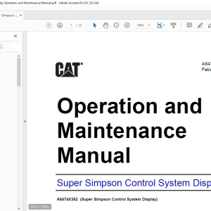 Cat Super Simpson Control System Display Operation and Maintenance Manual A6474X362 - PDF