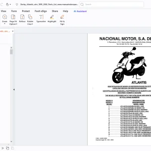 Derbi Atlantis Aire 1999-2000 Parts Manual - PDF DOWNLOAD