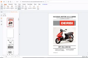 Derbi GP1 50 cc 2003 E2 Parts Manual - PDF DOWNLOAD