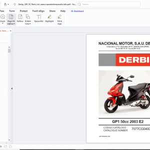 Derbi GP1 50 cc 2003 E2 Parts Manual - PDF DOWNLOAD