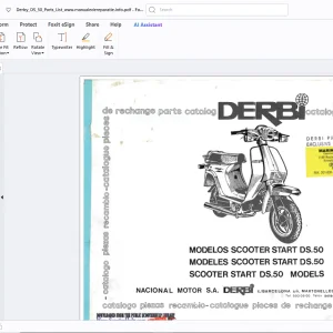 Derbi Modelos Scooter DS.50  Parts Manual - PDF DOWNLOAD
