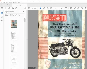 Ducati 160 Monza Junior Motorcycle 196 Use & Maintenance Manual PDF