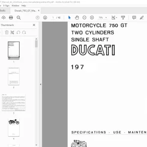 Ducati 750 GT Motorcycle Two Cylinder Single Shaft Use & Maintenance Manual PDF