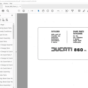 Ducati 860 Parts Two Cylinder 5 Speed Single Shaft Motorcycle Parts Manual PDF