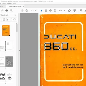Ducati 860 Two Cylinder Single Shaft Use & Maintenance Manual PDF