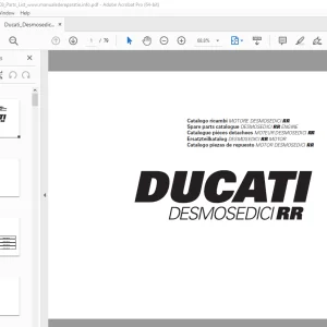 Ducati DESMOSEDICI RR Engine 2008 Parts Manual PN 91512611A PDF