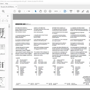 Ducati MONSTER 620DARK 2003 Parts Manual PN 91511421B PDF