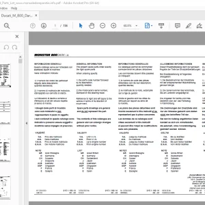 Ducati MONSTER 800DARK 2003 Parts Manual PN 91511691A PDF