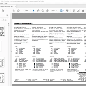 Ducati Monster 600 DARKCITY 2000 Parts Manual PN 91510901B PDF
