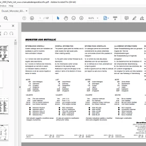 Ducati Monster 600 METALLIC 2000 Parts Manual PN 91511041A PDF